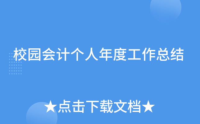 校园会计个人年度工作总结