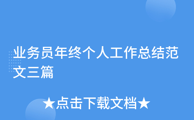 业务员年终个人工作总结范文三篇