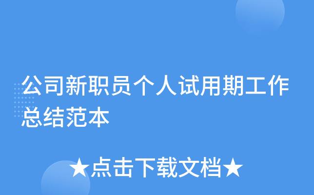 公司新职员个人试用期工作总结范本