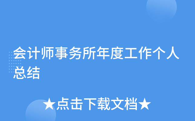 会计师事务所年度工作个人总结