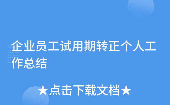 企业员工试用期转正个人工作总结