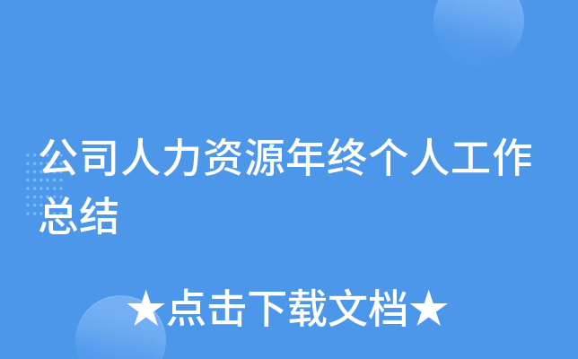 公司人力资源年终个人工作总结