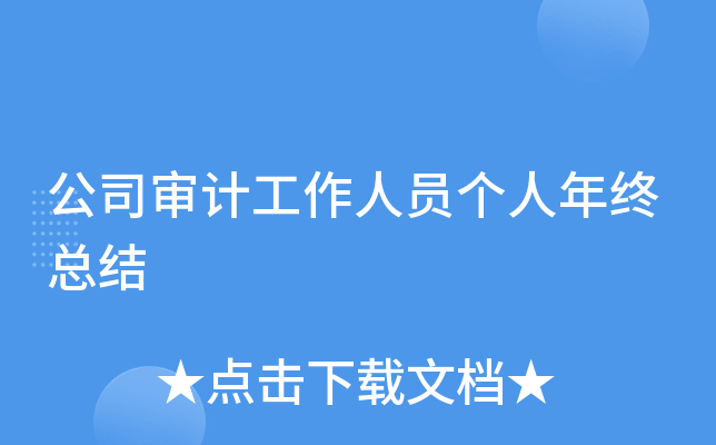 公司审计工作人员个人年终总结