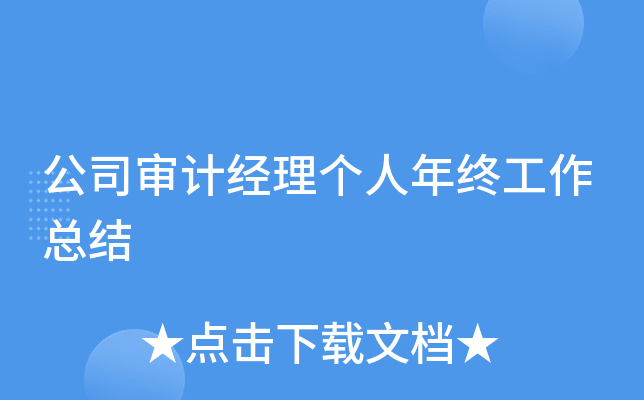 公司审计经理个人年终工作总结