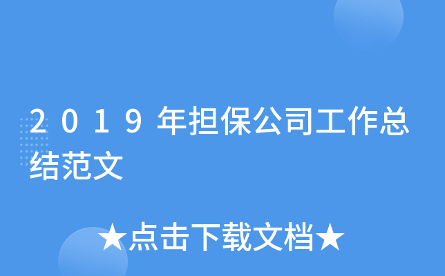 2019年担保公司工作总结范文