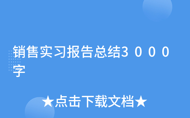 销售实习报告总结3000字