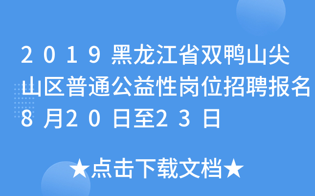2019黑龙江省双鸭山尖山区普通公益性岗位招聘报名8月20日至23日