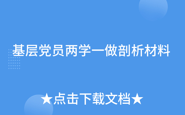 基层党员两开云kaiyun(中国)一做剖析材料