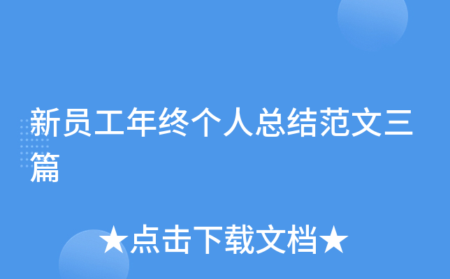 新员工年终个人总结范文三篇