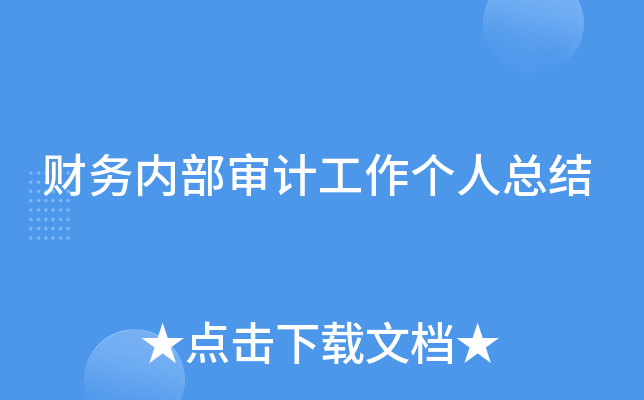 财务内部审计工作个人总结
