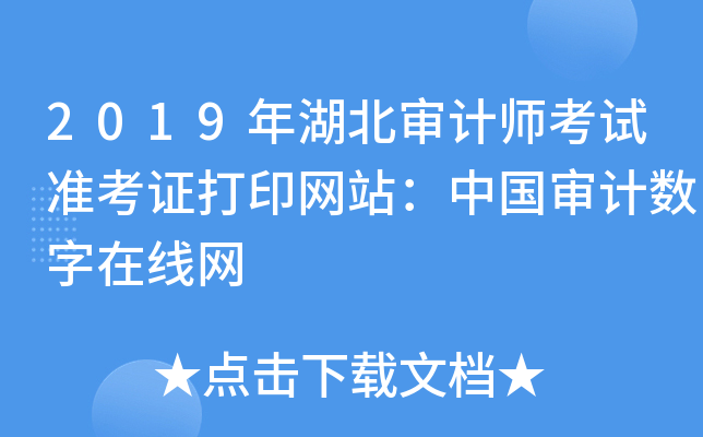 2019年湖北审计师考试准考证打印网站：中国审计数字在线网