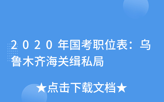 2020年国考职位表：乌鲁木齐海关缉私局