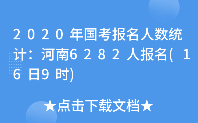 2020年国考报名人数统计：河南6282人报名(16日9时)