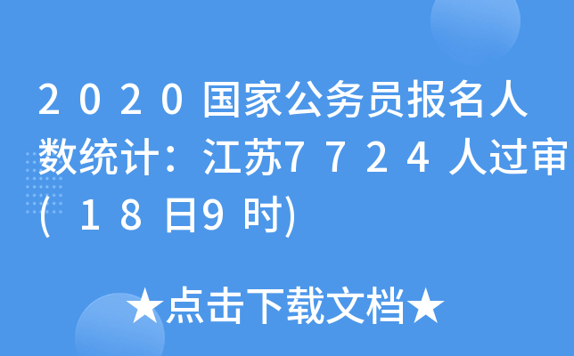 2020国家公务员报名人数统计：江苏7724人过审(18日9时)