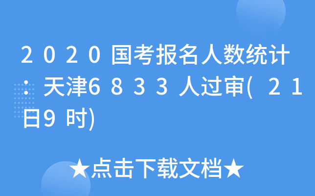2020国考报名人数统计：天津6833人过审(21日9时)