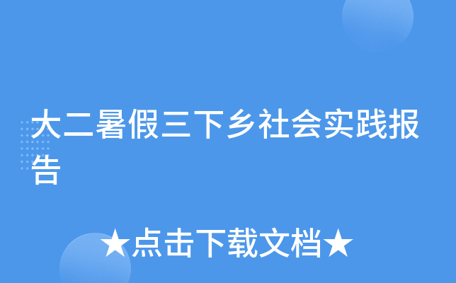 大二暑假三下乡社会实践报告