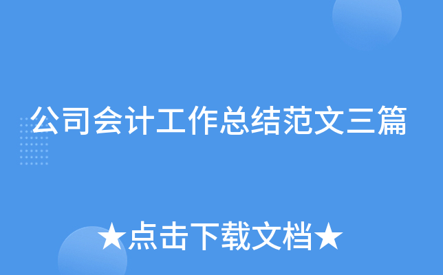 公司会计工作总结范文三篇