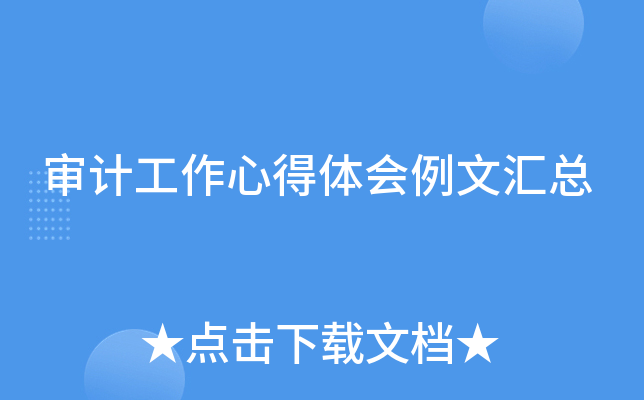 审计工作心得体会例文汇总