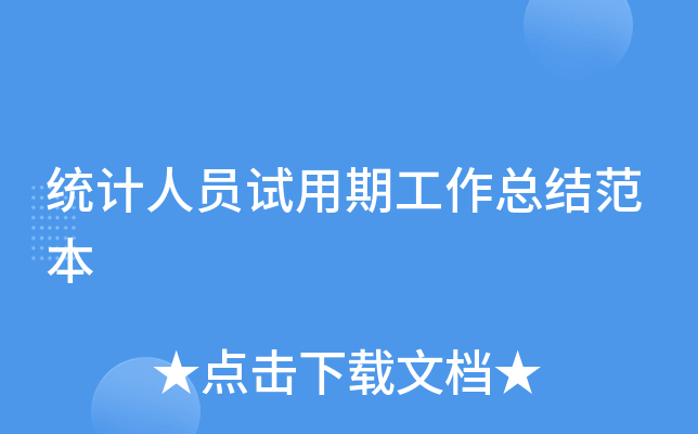 统计人员试用期工作总结范本