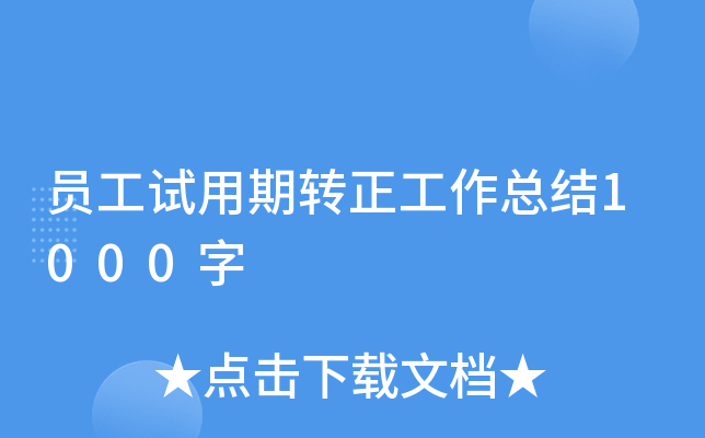 员工试用期转正工作总结1000字