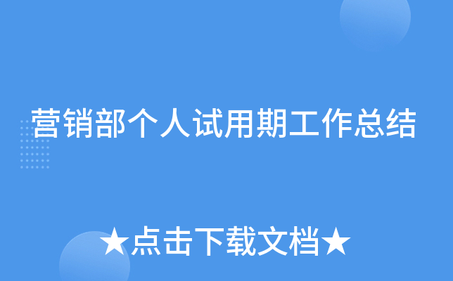 营销部个人试用期工作总结
