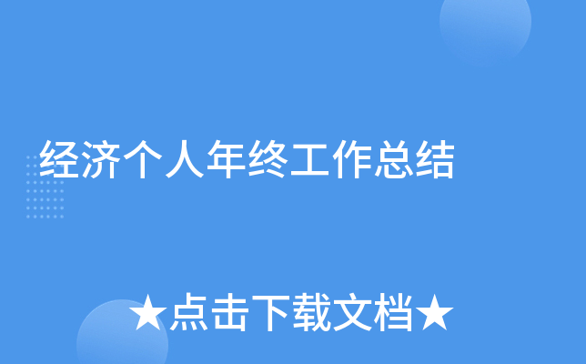 经济个人年终工作总结