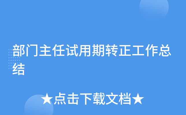 部门主任试用期转正工作总结