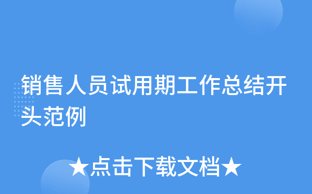 销售人员试用期工作总结开头范例