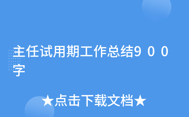 主任试用期工作总结900字