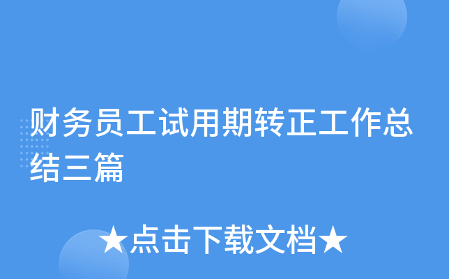 财务员工试用期转正工作总结三篇
