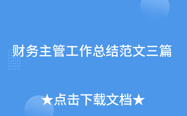 财务主管工作总结范文三篇