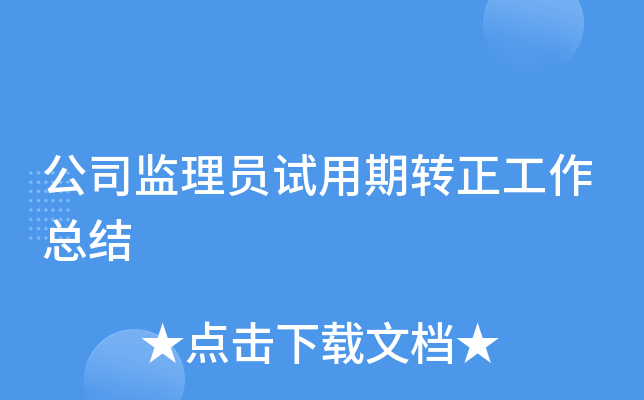 公司监理员试用期转正工作总结