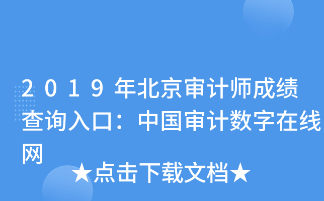 2019年北京审计师成绩查询入口：中国审计数字在线网