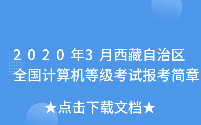 2020年3月西藏自治区全国计算机等级考试报考简章