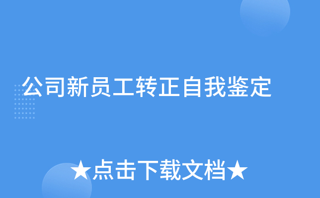 公司新员工转正自我鉴定