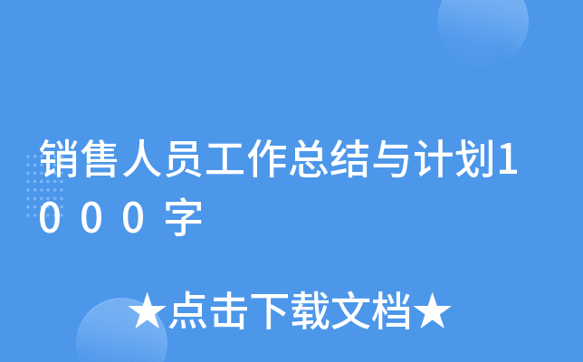 销售人员工作总结与计划1000字