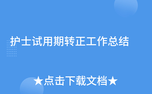 护士试用期转正工作总结