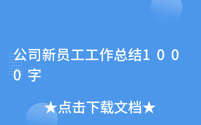 公司新员工工作总结1000字