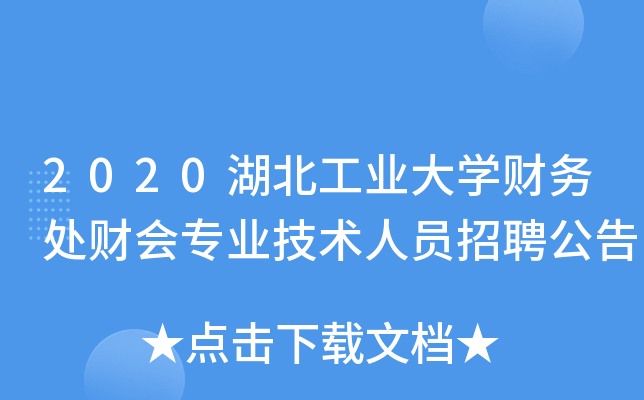 2020湖北工业大开云kaiyun(中国)财务处财会专业技术人员招聘公告