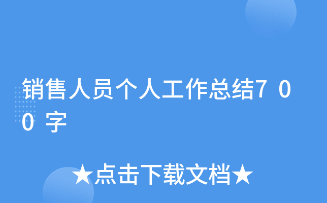 销售人员个人工作总结700字