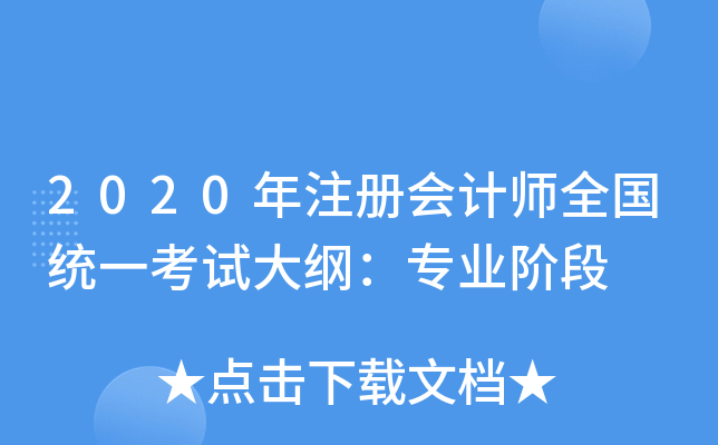 2020年注册会计师全国统一考试大纲：专业阶段