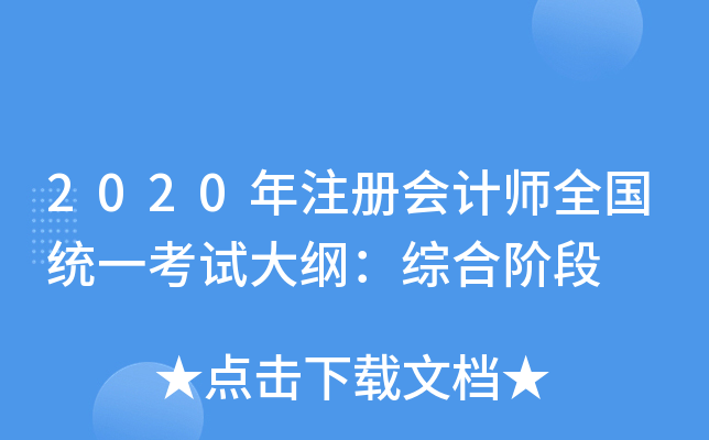 2020年注册会计师全国统一考试大纲：综合阶段