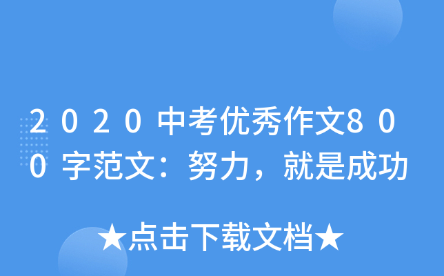 2020中考优秀作文800字范文：努力，就是成功