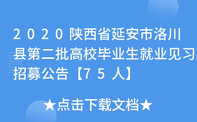 2020陕西省延安市洛川县第二批高校毕业生就业见习招募公告【75人】