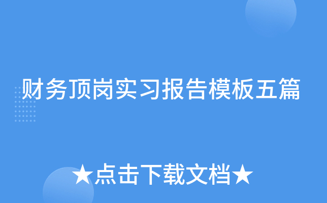 财务顶岗实习报告模板五篇