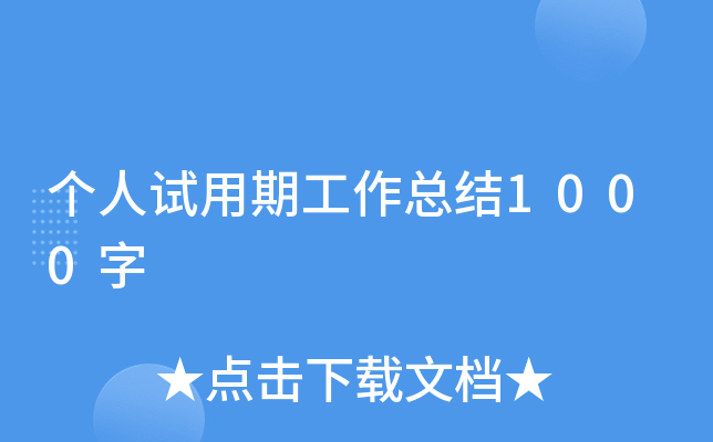 个人试用期工作总结1000字