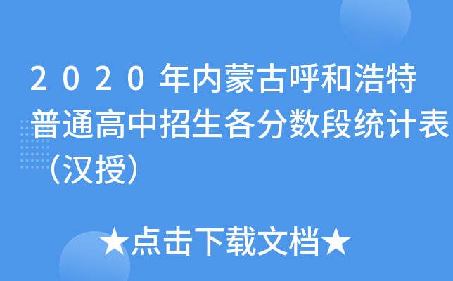 2020年内蒙古呼和浩特普通高中招生各分数段统计表（汉授）