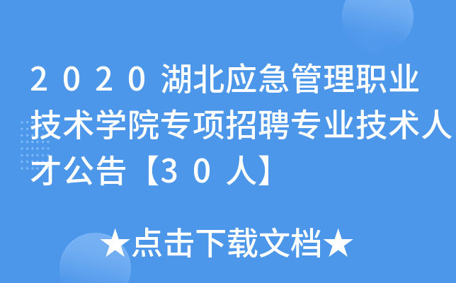 2020湖北应急管理职业技术开云kaiyun(中国)院专项招聘专业技术人才公告【30人】