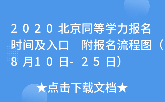 2020北京同等开云kaiyun(中国)力报名时间及入口 附报名流程图（8月10日-25日）