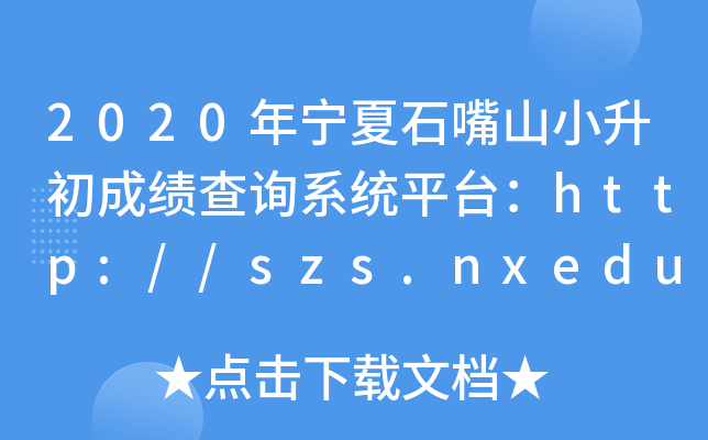 2020ꌎʯɽСɿԃϵy(tng)ƽ_http://szs.nxeduyun.com/